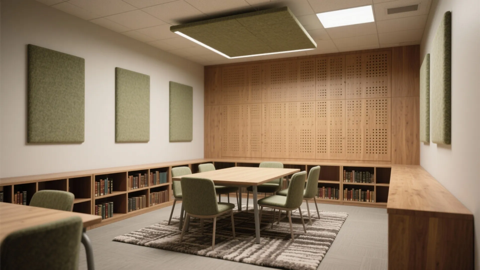 1) Soft Zoning for Quiet: Acoustic Panels, Rugs, and Ceiling Baffles