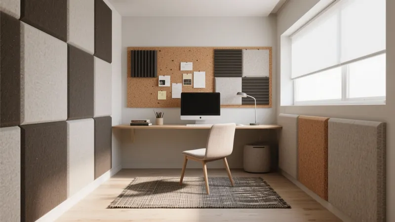 Acoustic Home Office Design with Cork and Fabric Panels