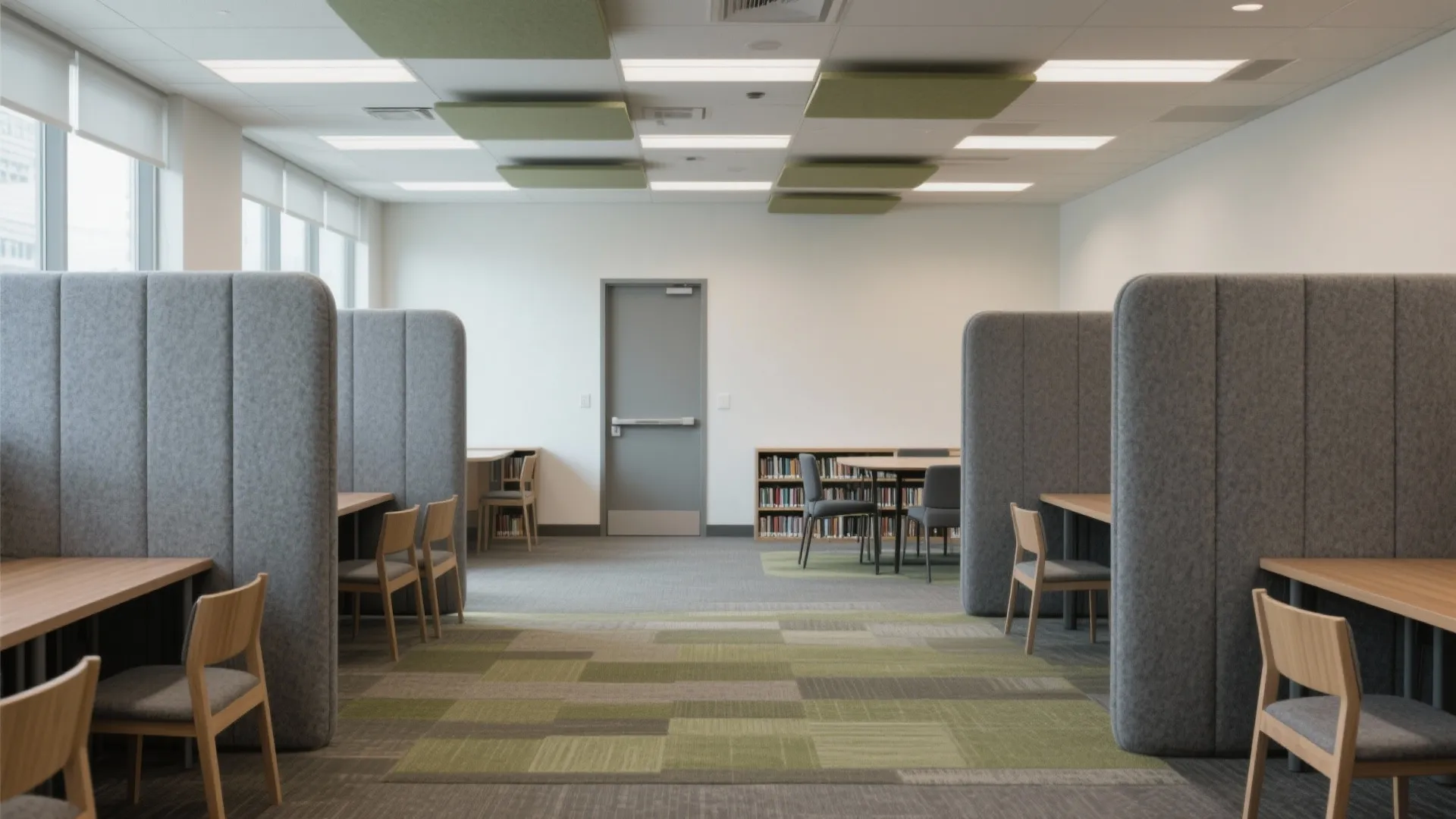 Acoustic-first zoning and soft finishes