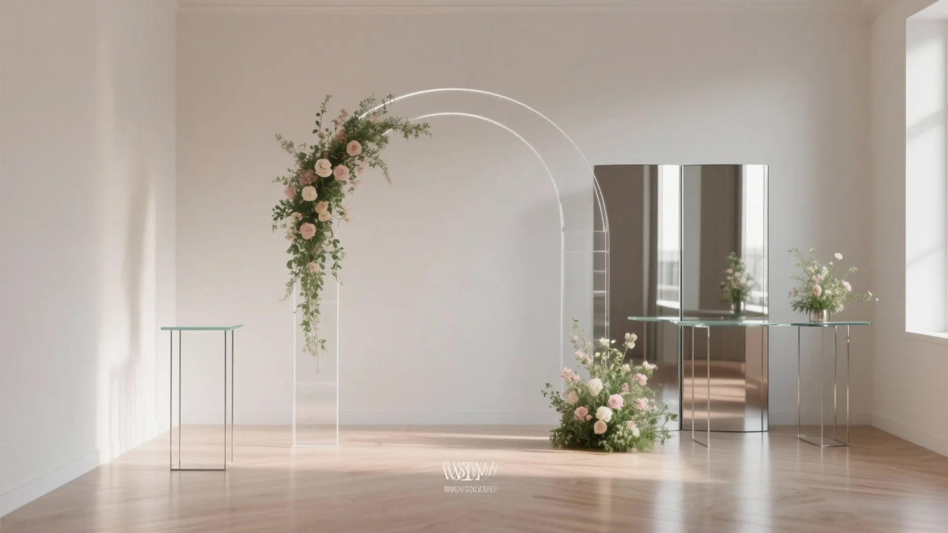 Statement backdrop with glass, mirror, or acrylic