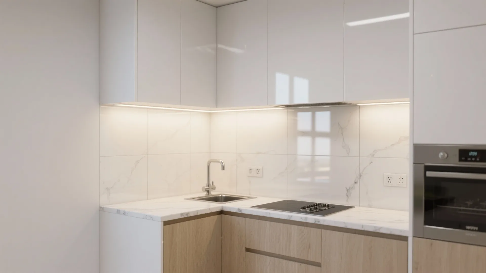Acrylic Backsplash for Brighter Small Kitchens