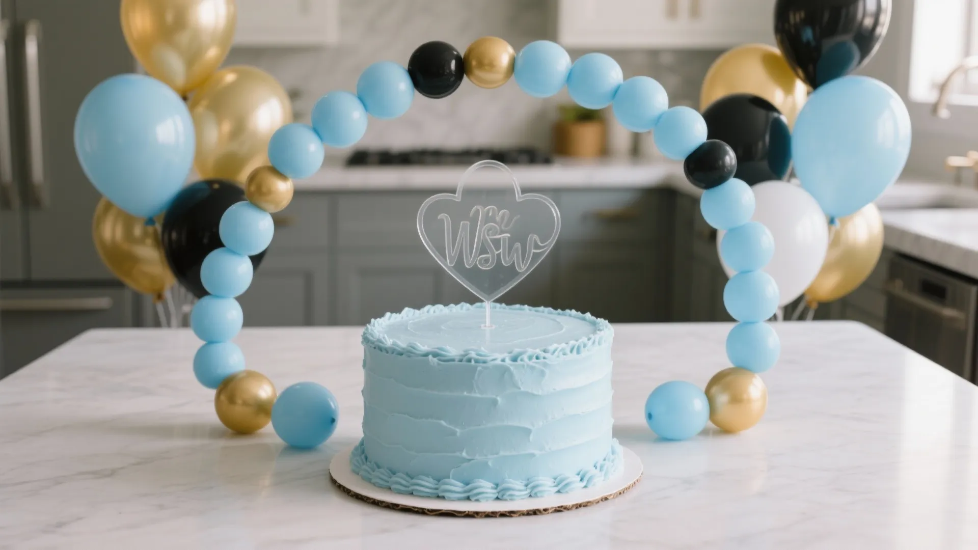 Acrylic Name Topper with Balloon Garland