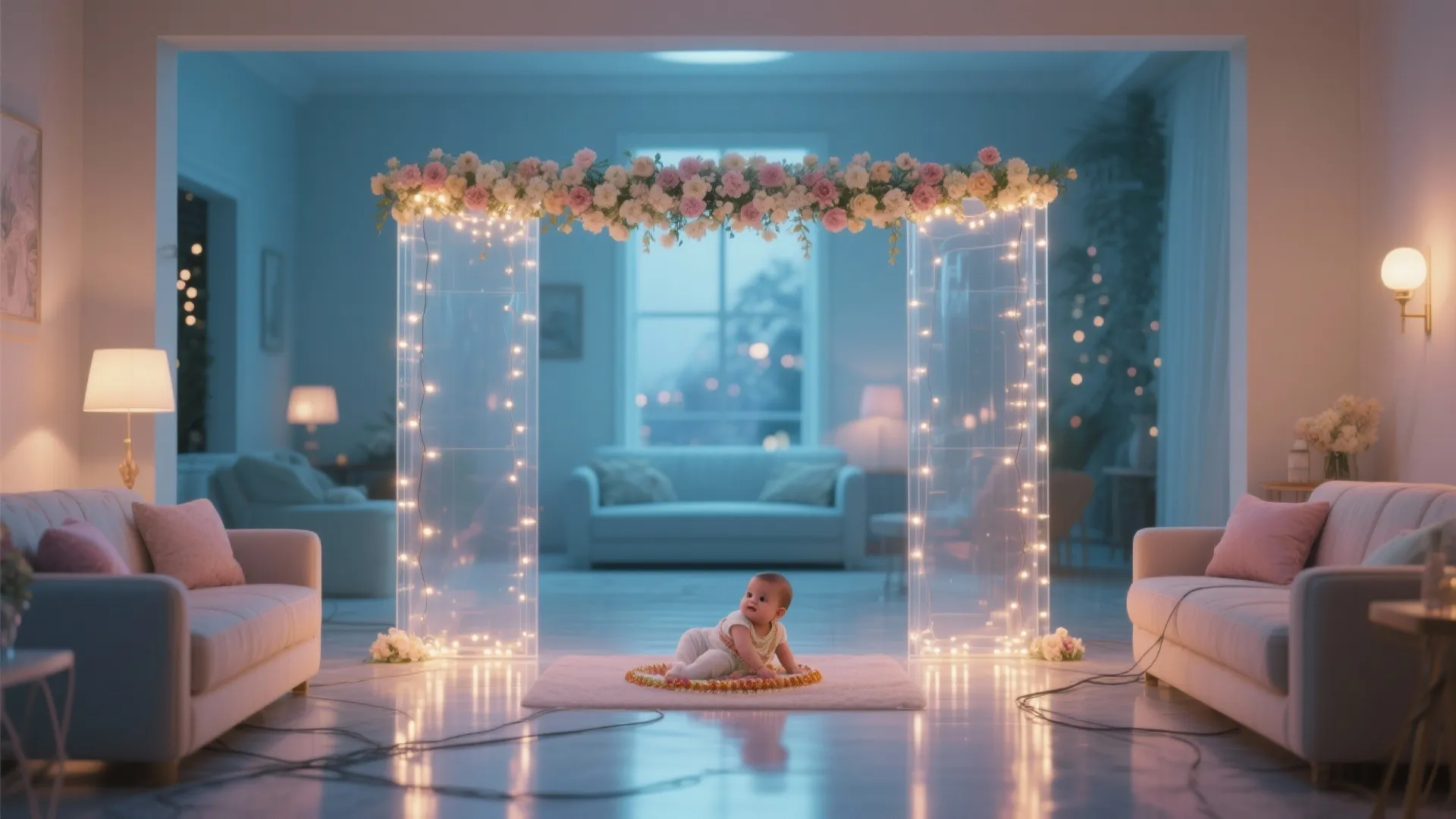 Transparent Backdrop with Fairy Lights (Acrylic or Glass)