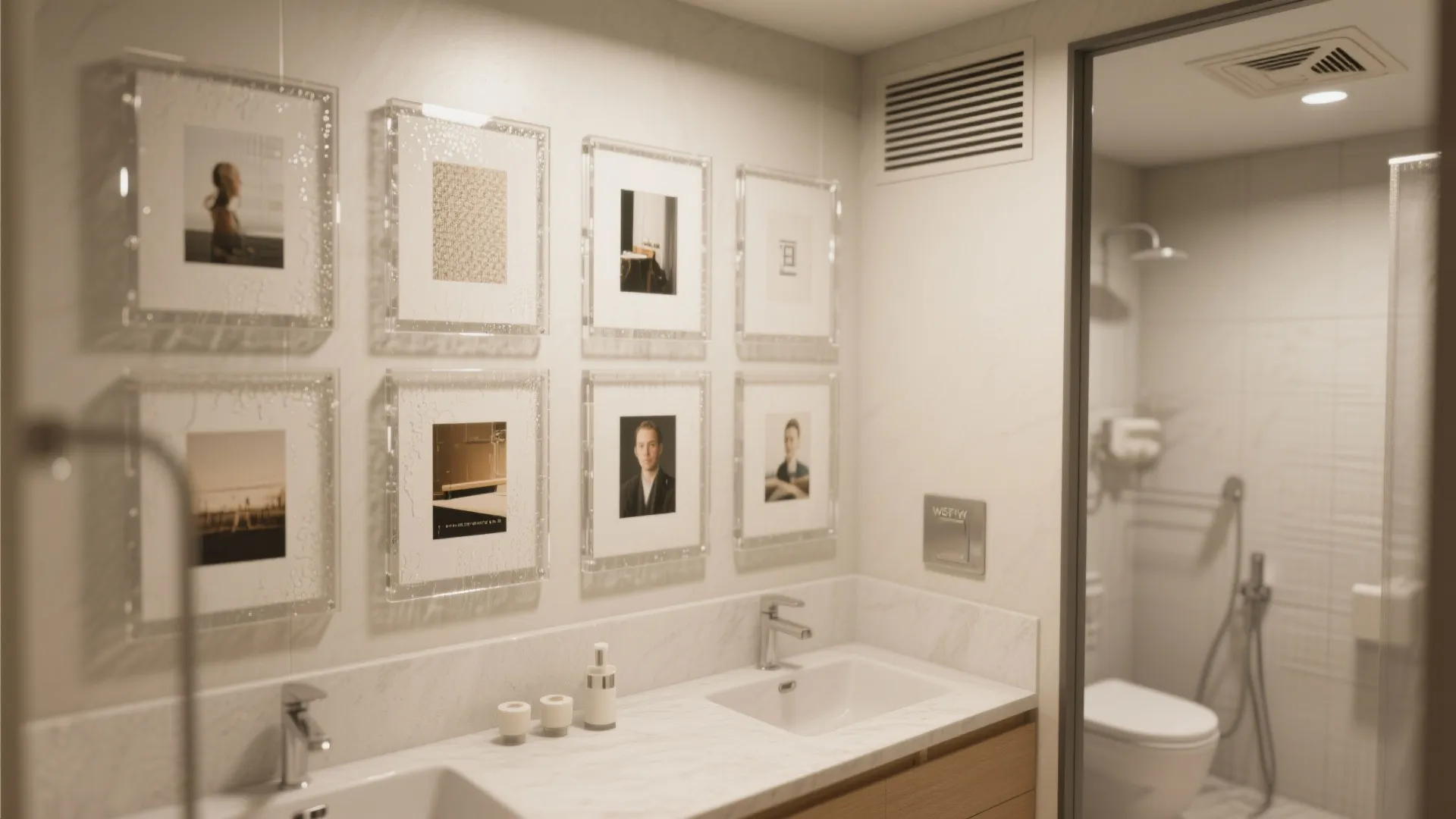 3. Waterproof gallery wall with acrylic frames