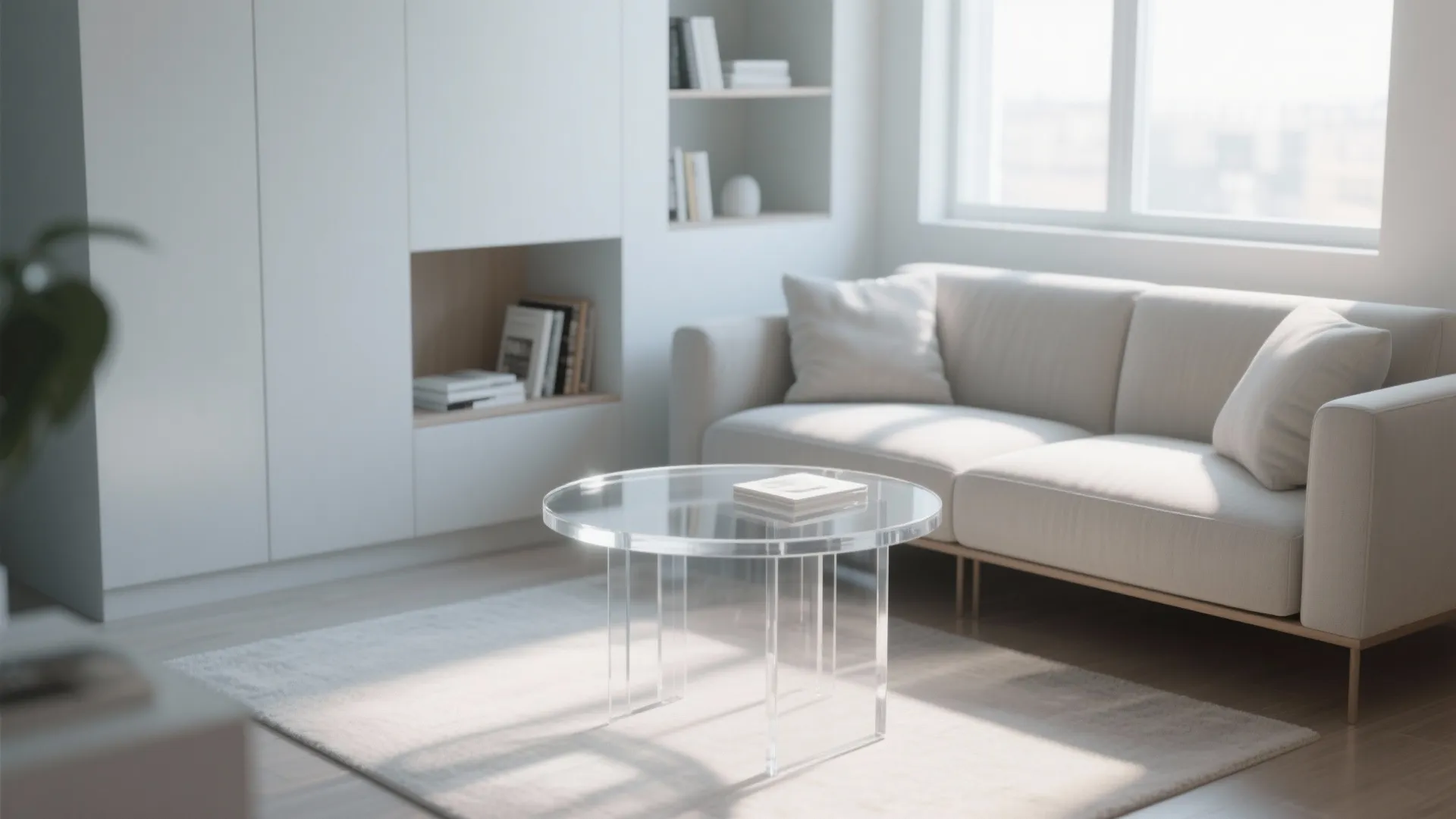 4. Transparent acrylic round table to visually enlarge the room