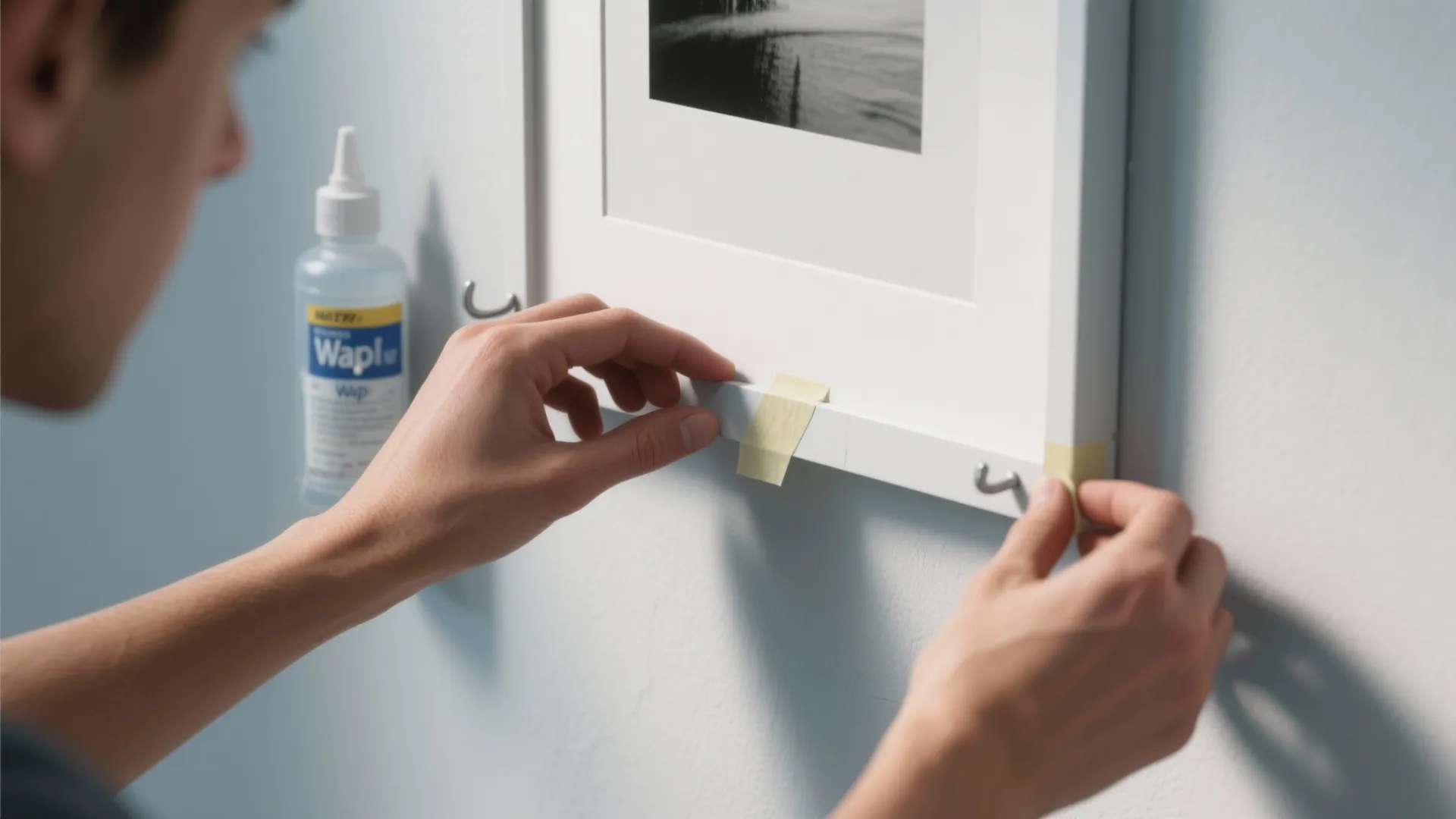 1. Command-style adhesive strips (my go-to for small pieces)