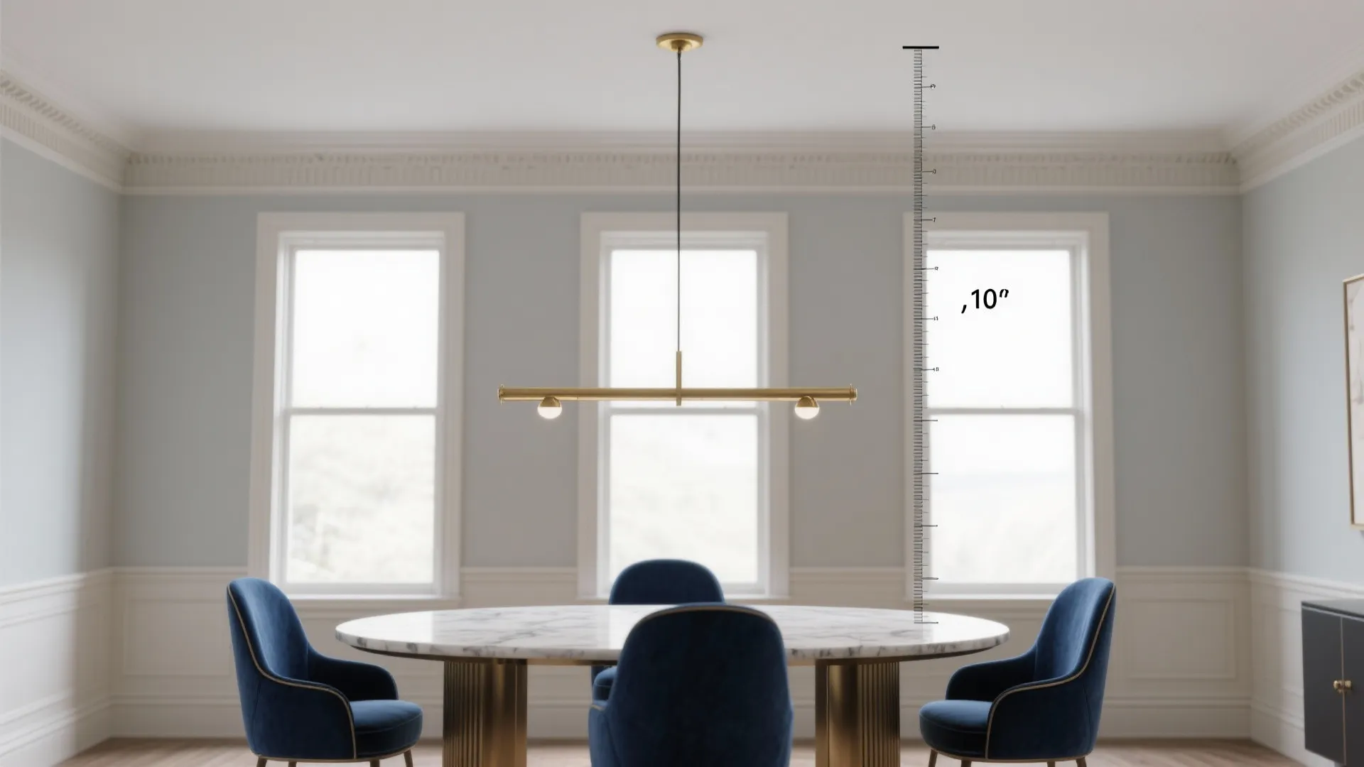 2. Adjust for ceiling height: add 3 inches per foot above 8'