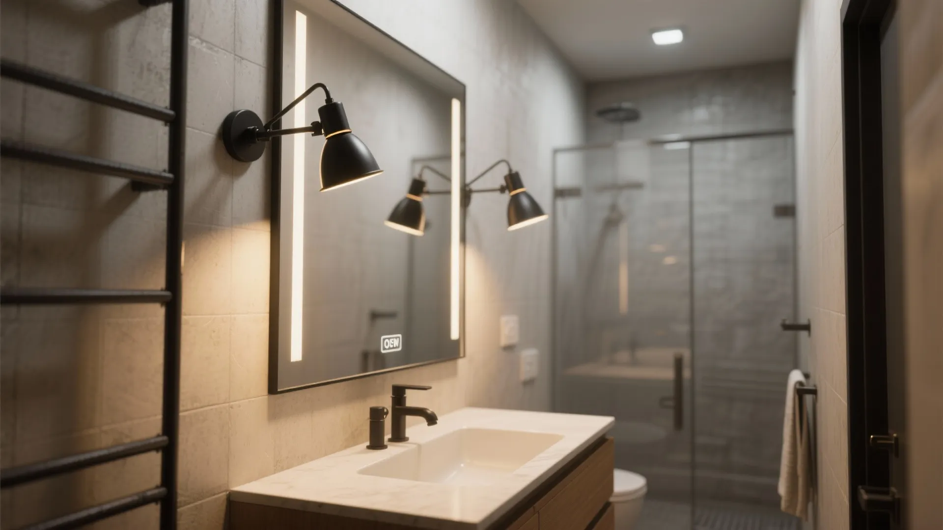 2. Black Sconces with Adjustable Arms