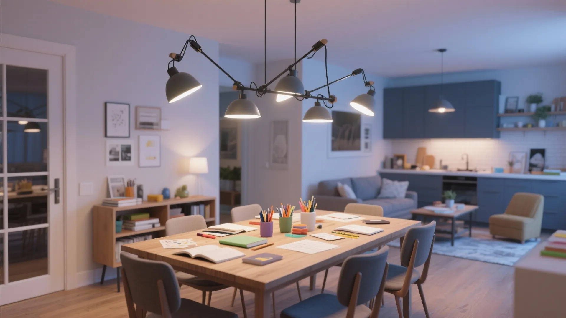 4. Adjustable Arm Chandeliers