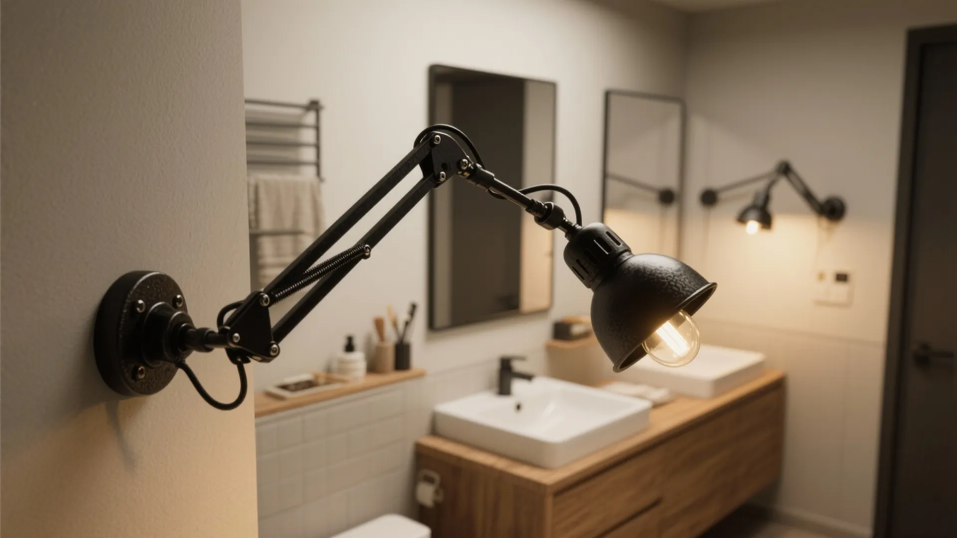 5. Industrial black fixtures with adjustable arms
