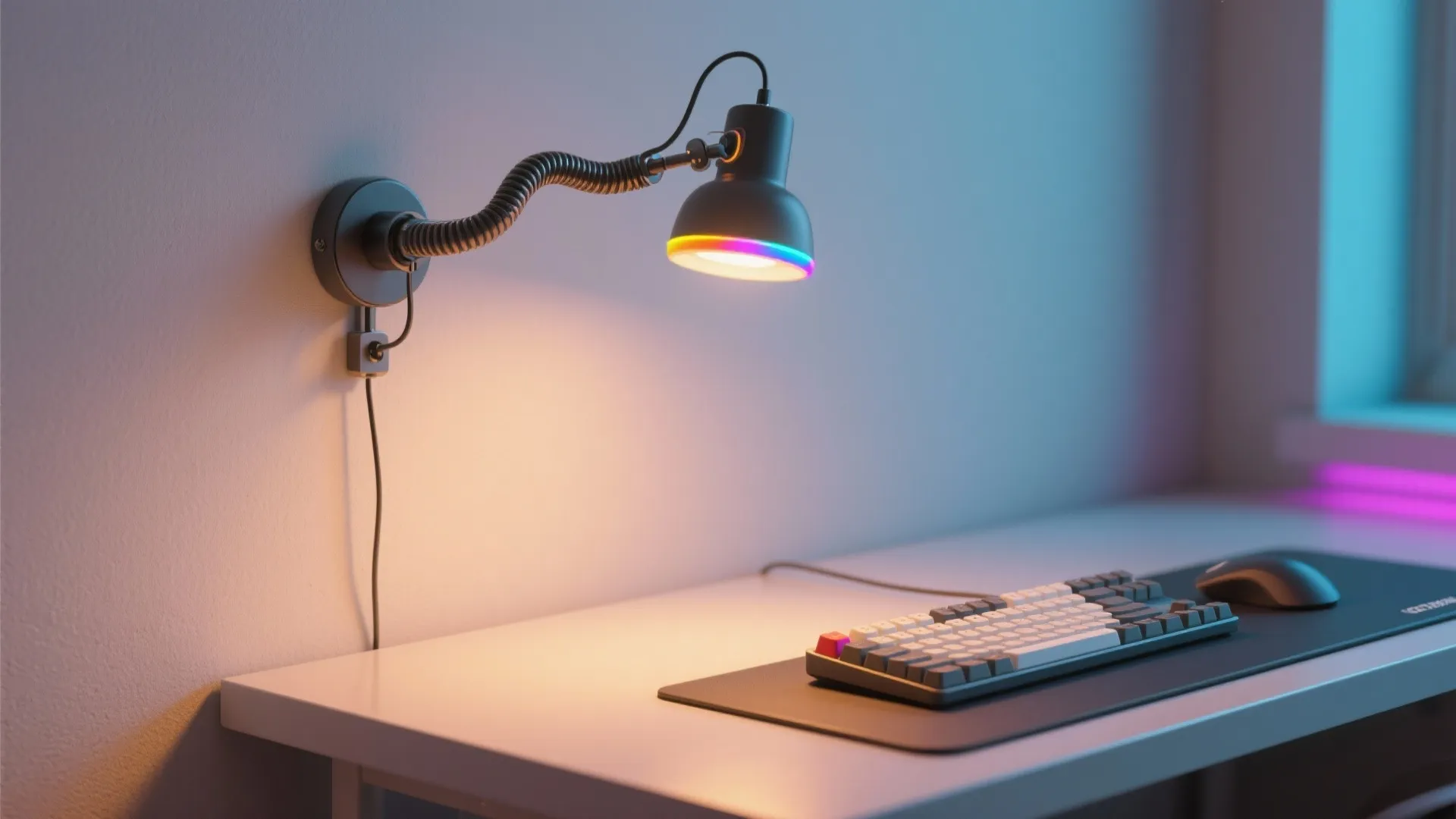 4. Wall-Mounted RGB Lamps with Adjustable Arms