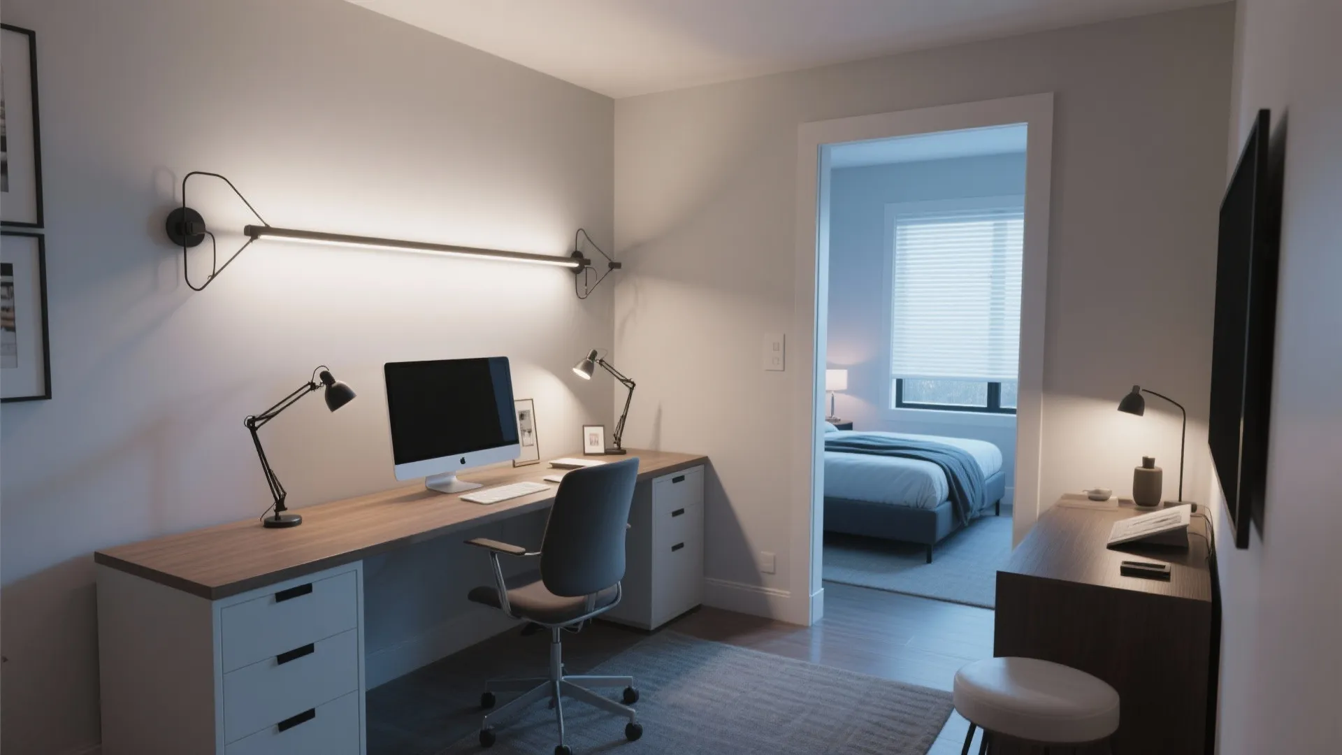 5. Layered Lighting with Adjustable Long Sconces