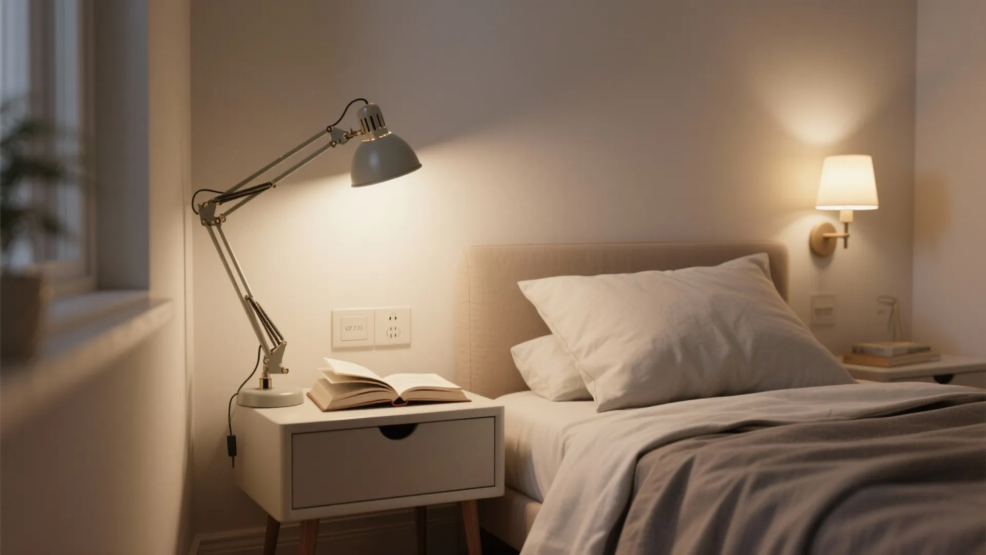 2. Adjustable Reading Arms by the Bed