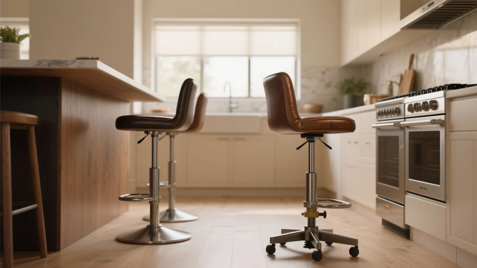Adjustable-height stools for mixed counters