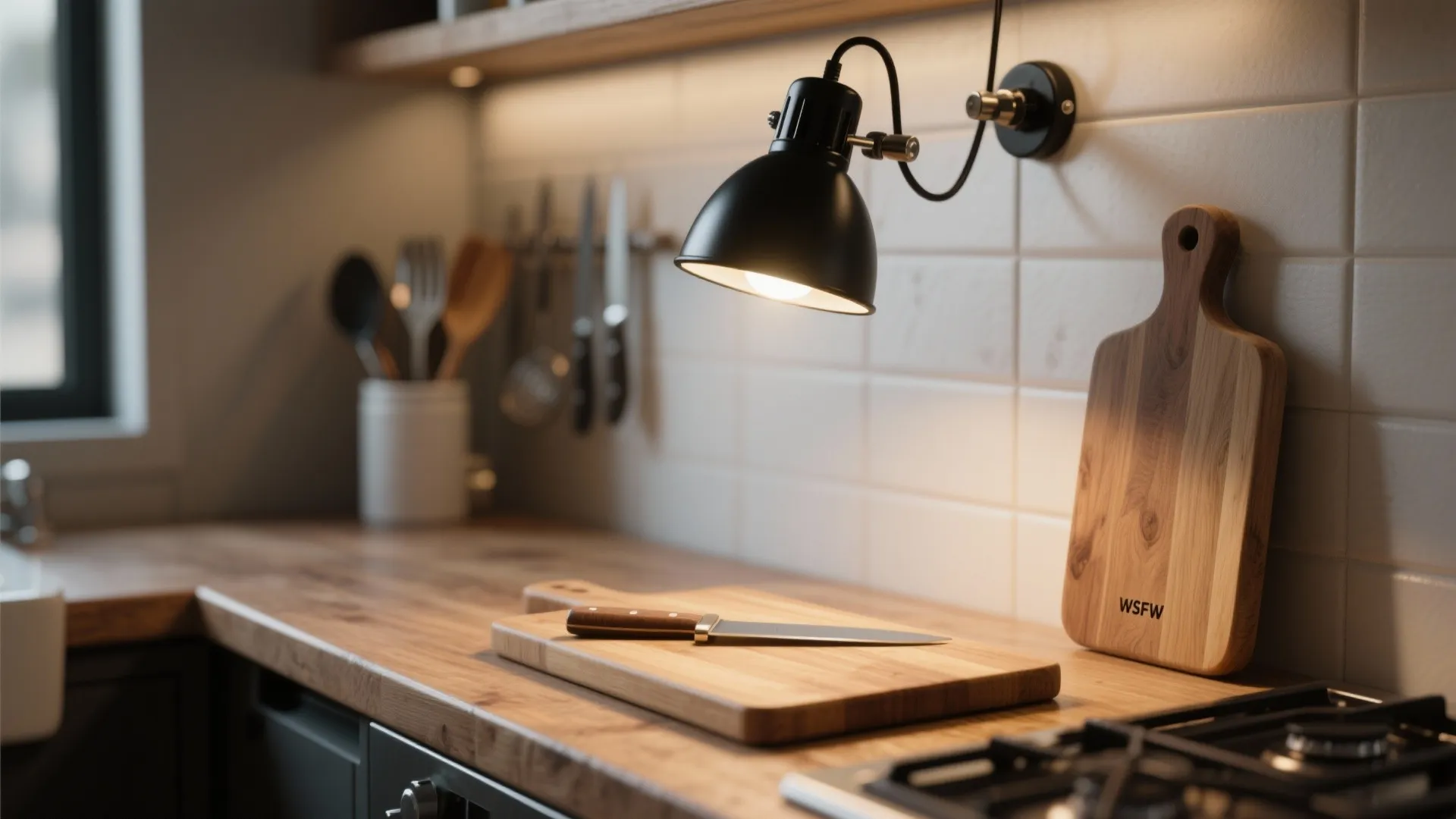 4. Adjustable Black Task Lights for Flexible Cooking
