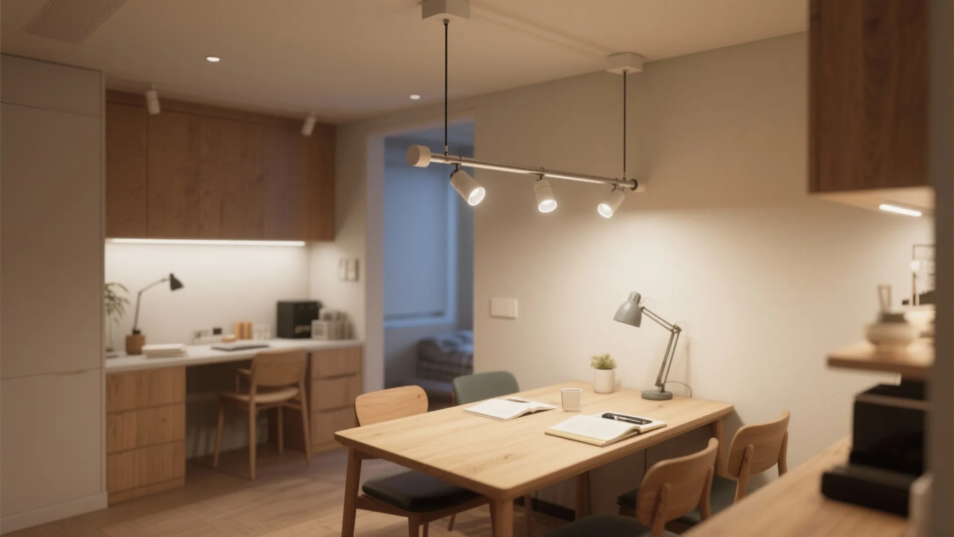 4. Adjustable Track Pendants for Flexible Dining