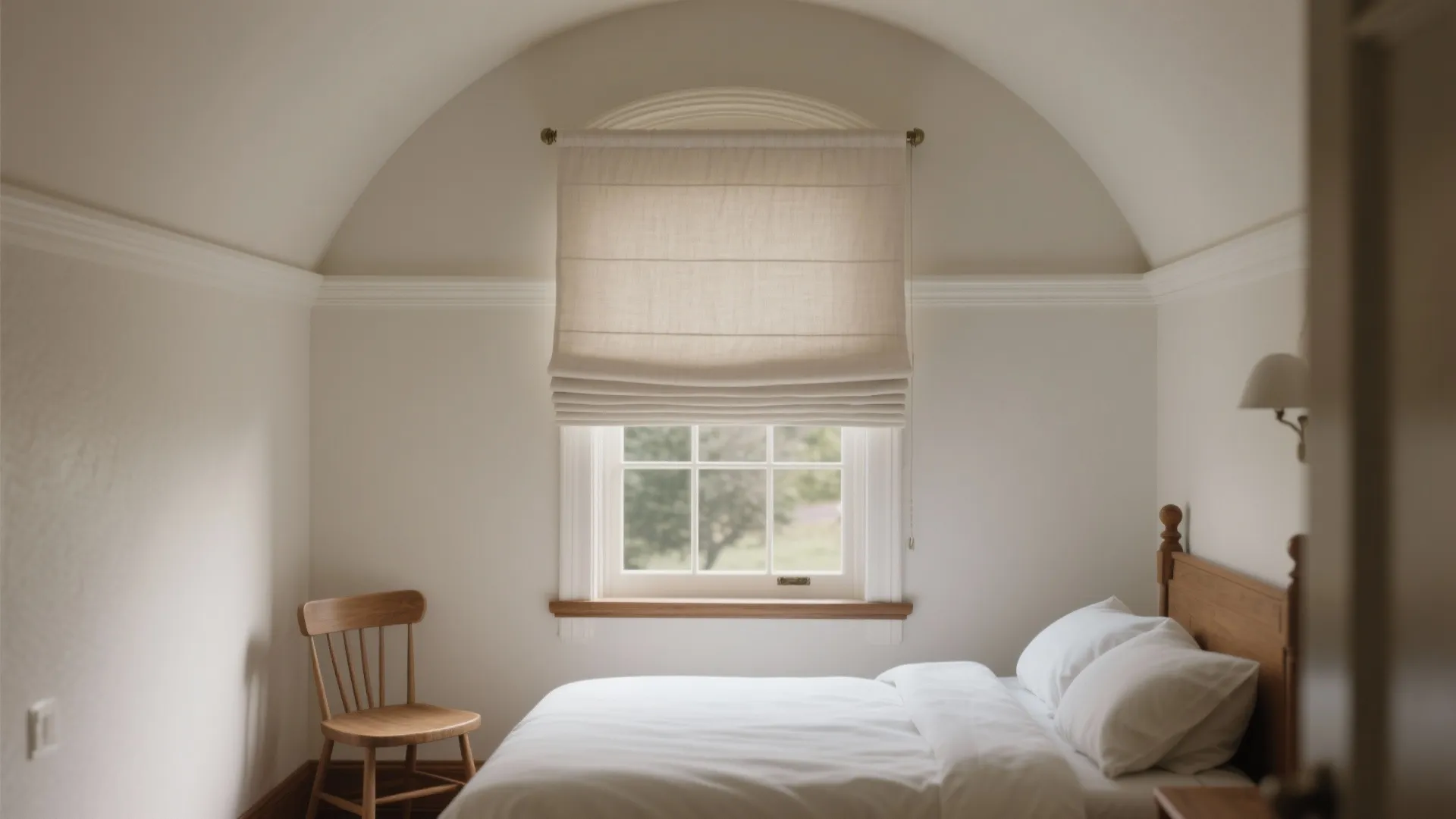 Tailored Linen Roman Shades with Hidden Mounts