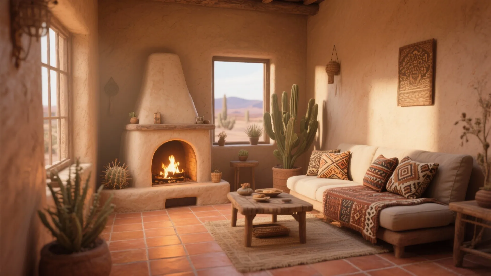 4. Adobe-Style Fireplace