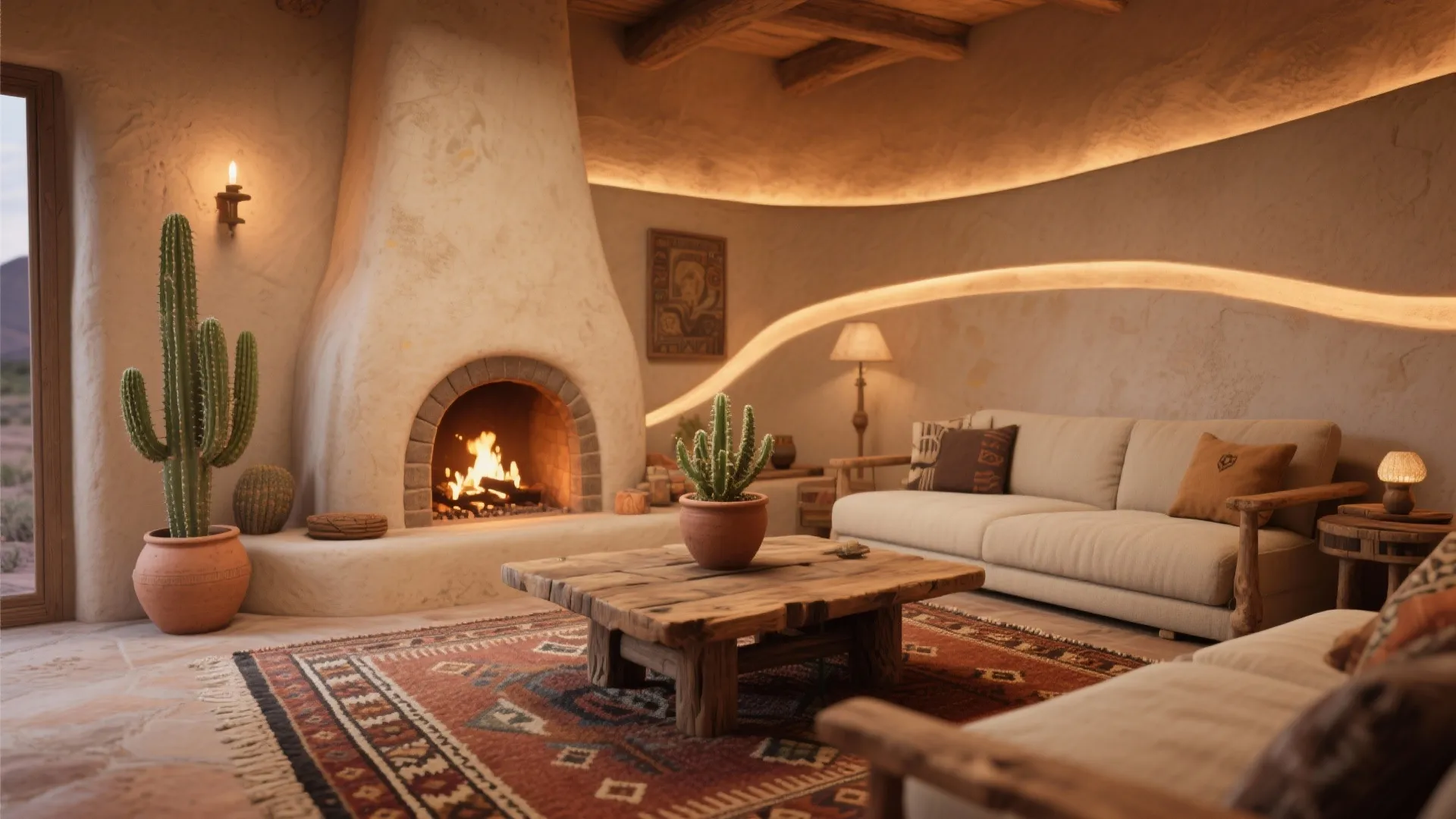 6. Adobe-Style Fireplace (Kiva)
