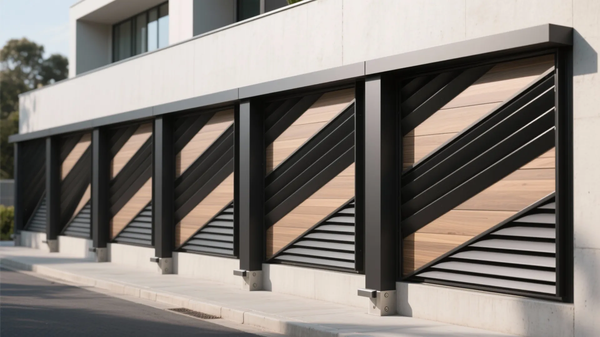 1) Angled Aerofoil Louvers for Privacy and Airflow