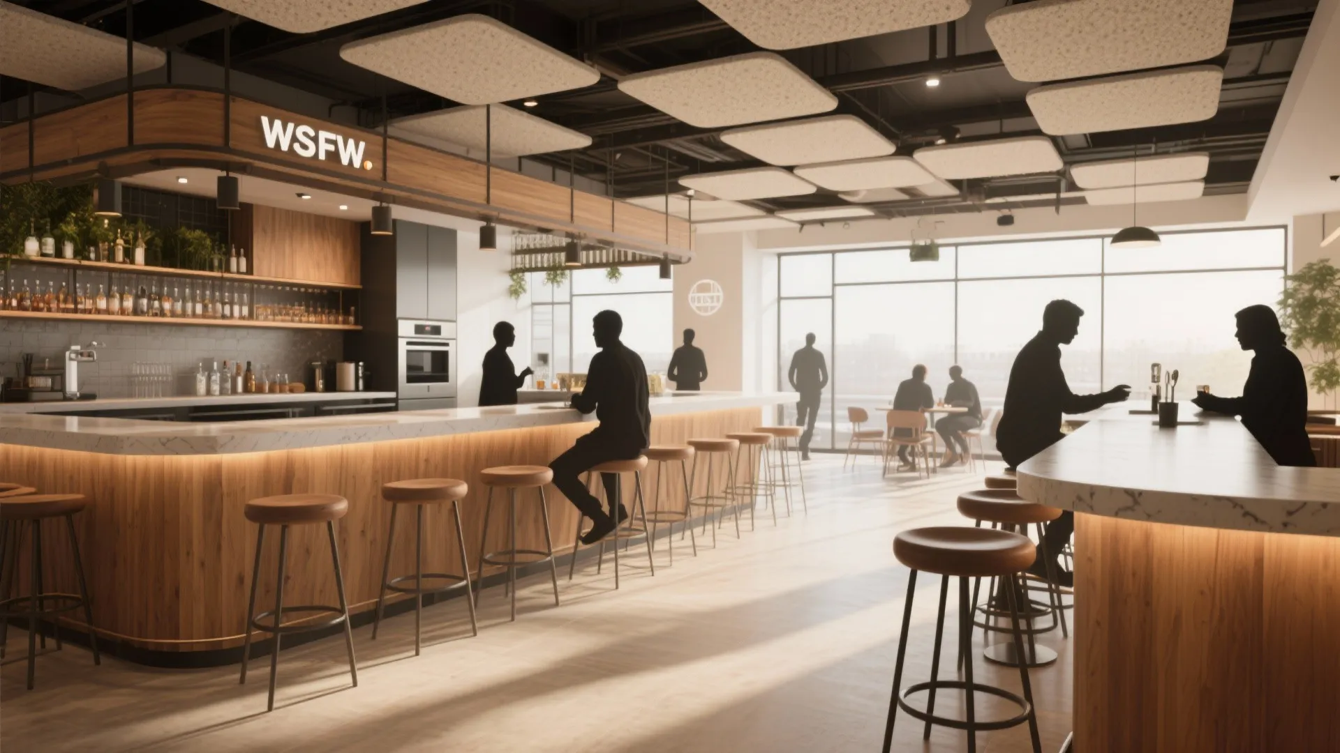 4. The Agile Bar: High Counters and Stools for Drop-in Work