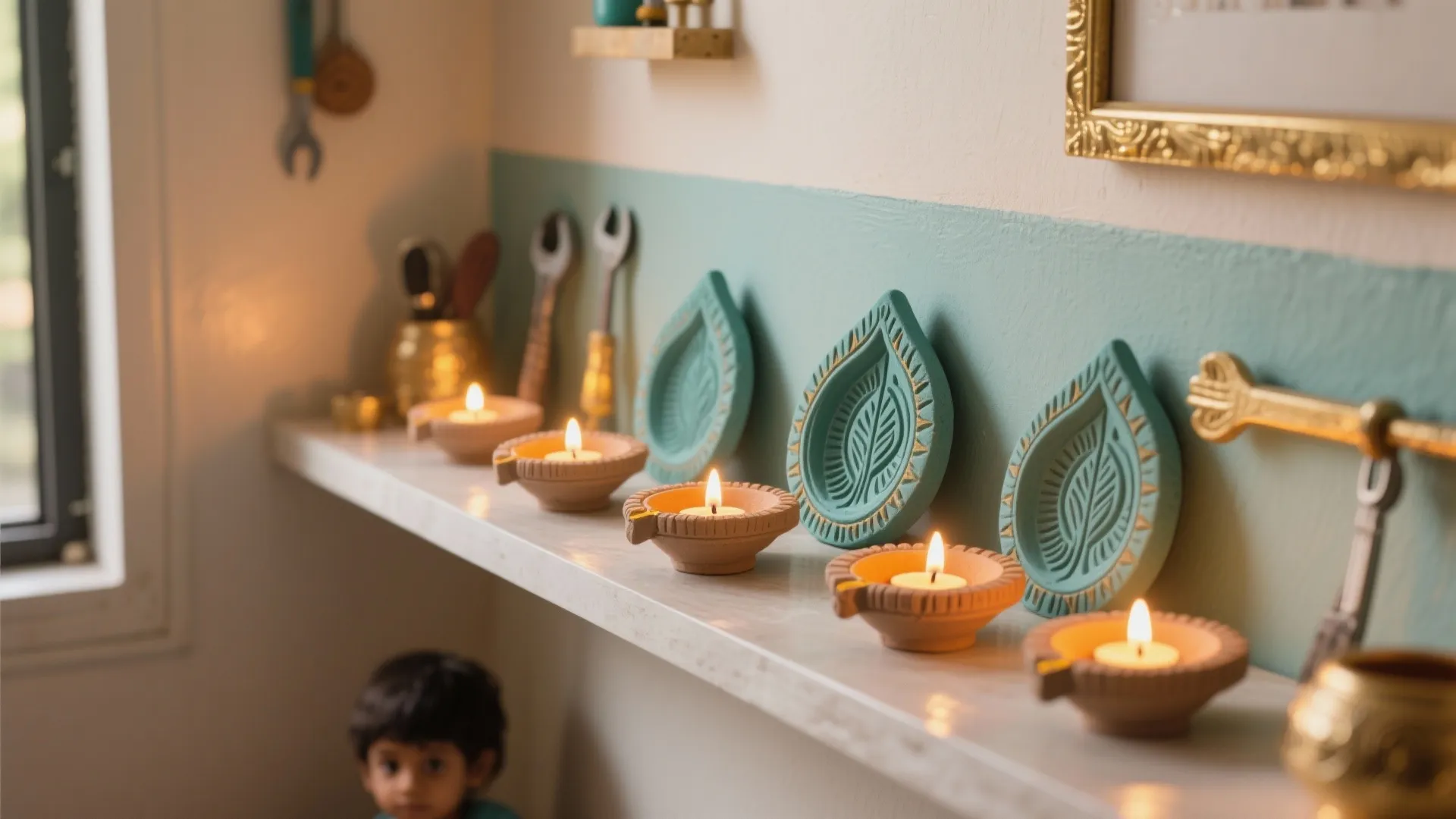 Air-Dry Clay Diyas With LED Tea Lights