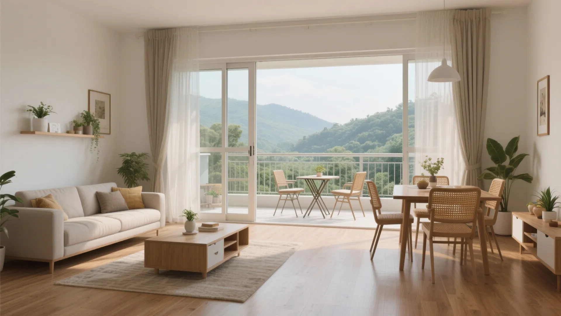 Airy Living-Dining with Balcony Integration