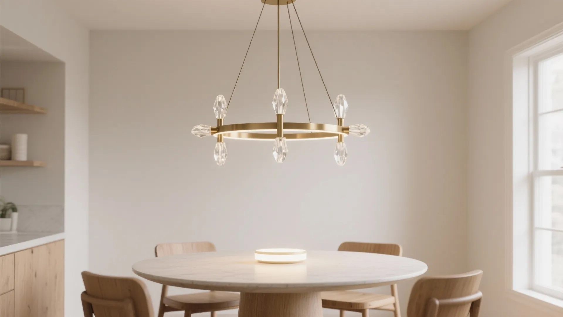 Statement chandeliers with minimal visual weight