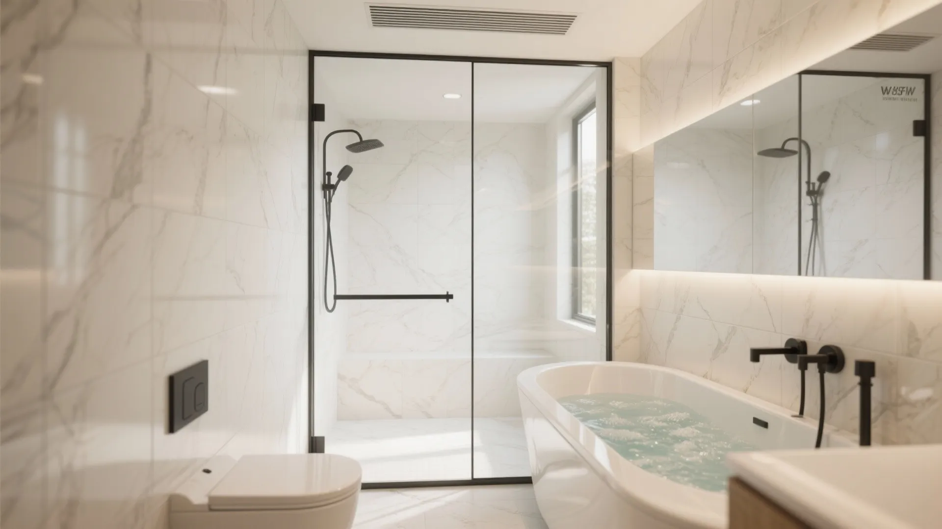 2) Glass Panels, Light, and Reflection to Keep It Airy