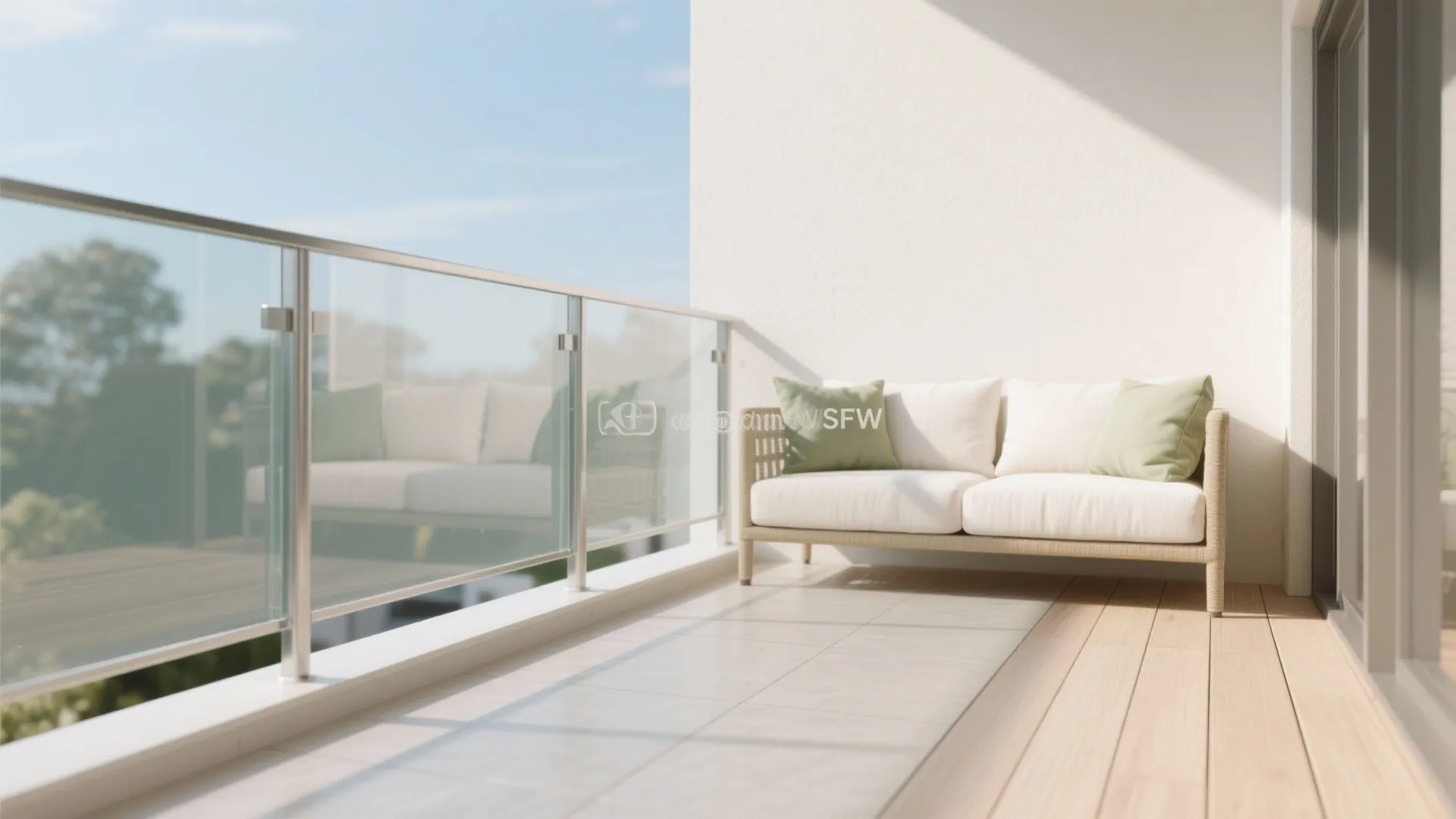 Glass Railing and Light Colors for an Airy Feel