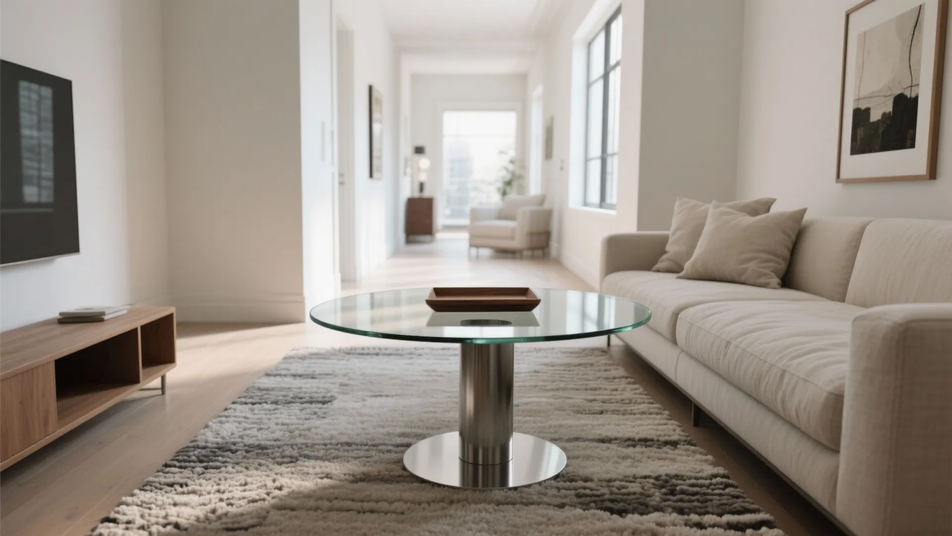 2) Airy Glass or Acrylic to “Stretch” the Room