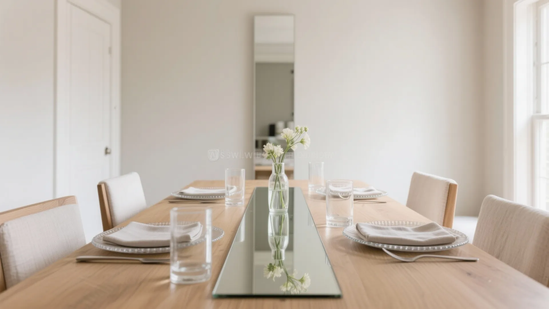 Clear glass and mirror accents for an airy feel