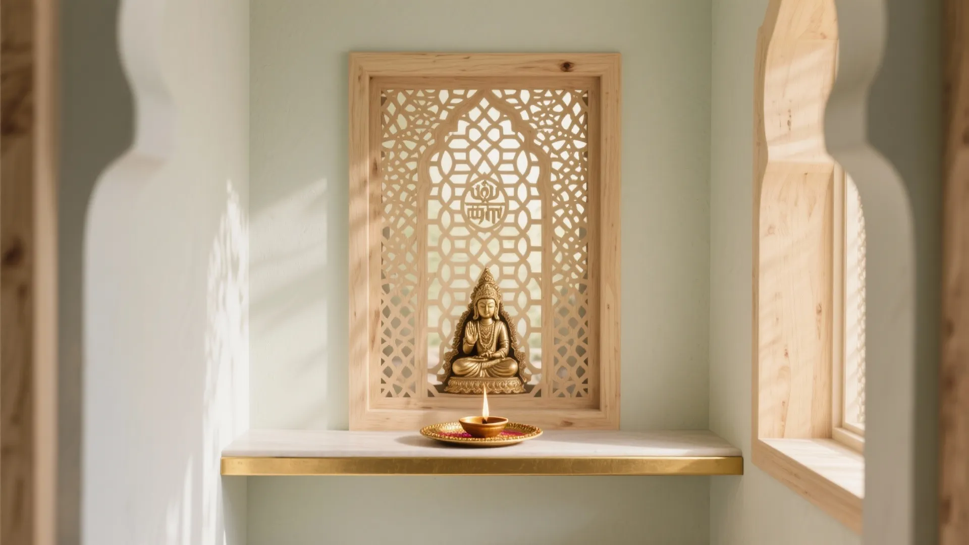 Airy Jaali Panels with Soft, Contemplative Light