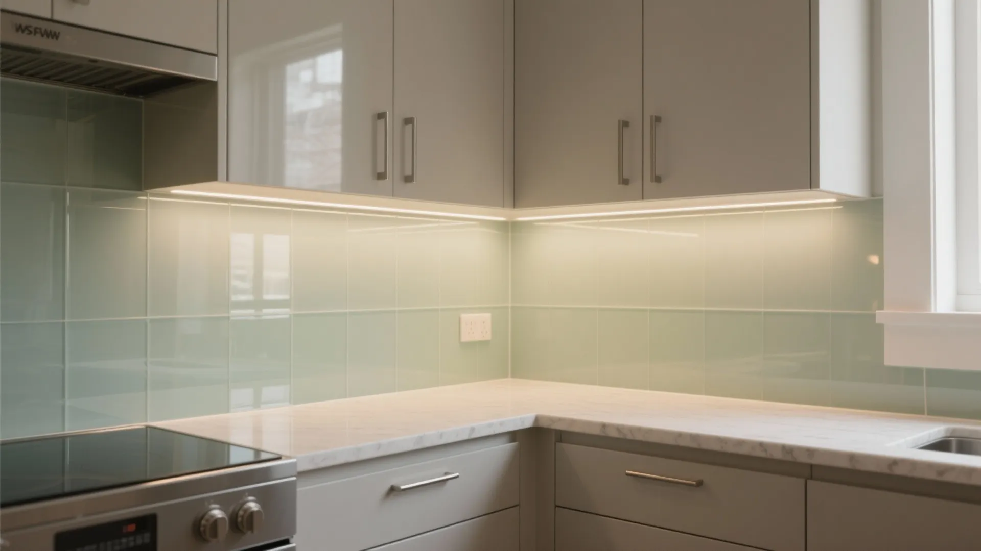 The airy kitchen corner: glass, light, and slim profiles