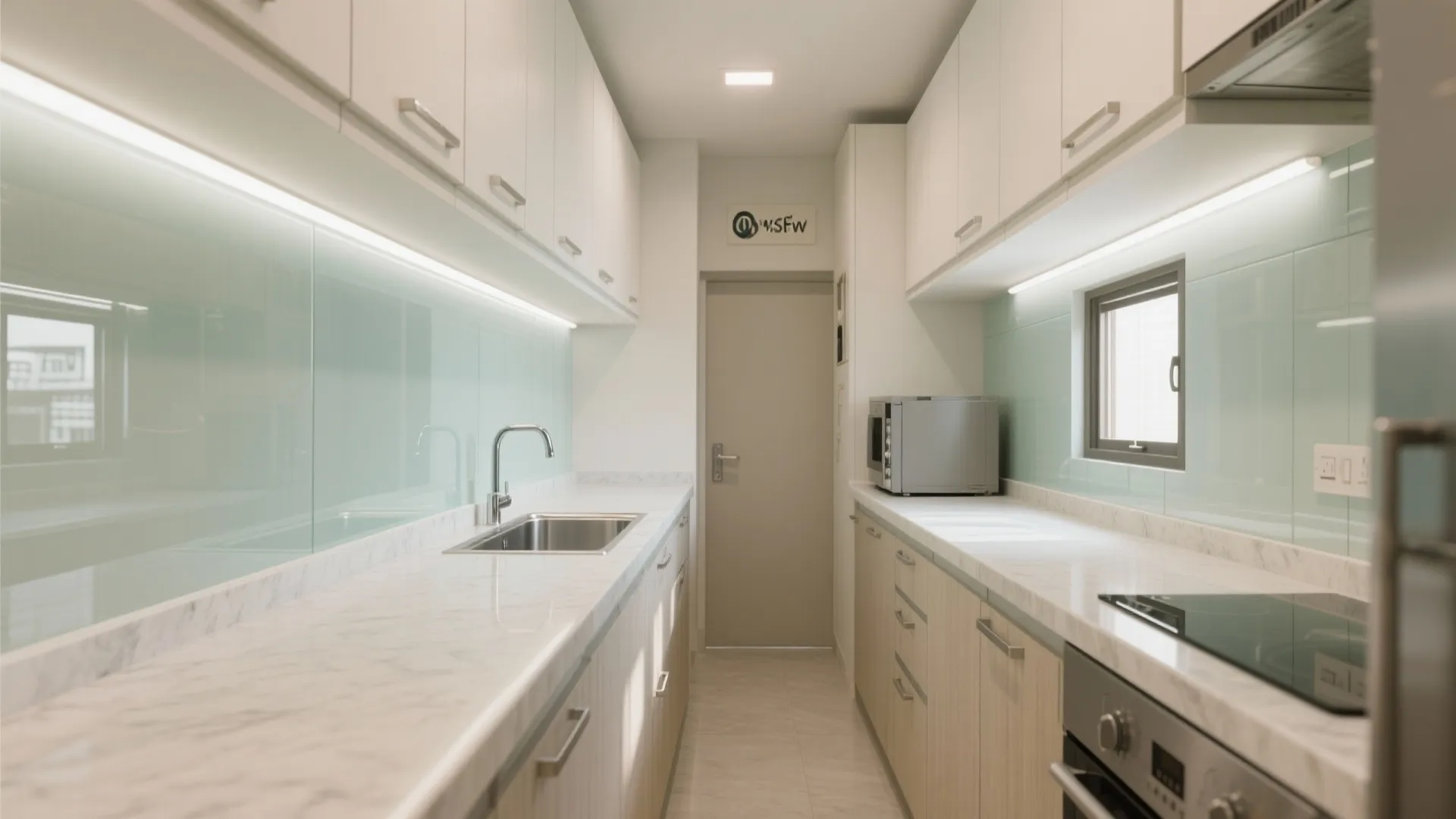 Minimalist kitchen storage and airy finishes