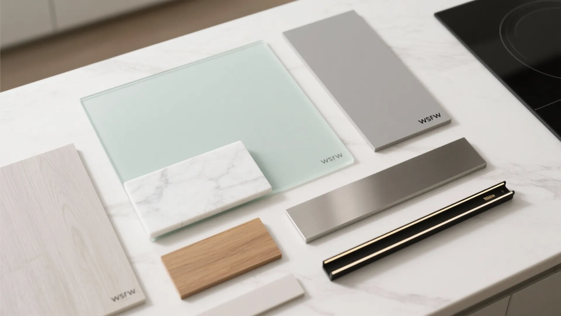 Glass backsplash for airy transparency