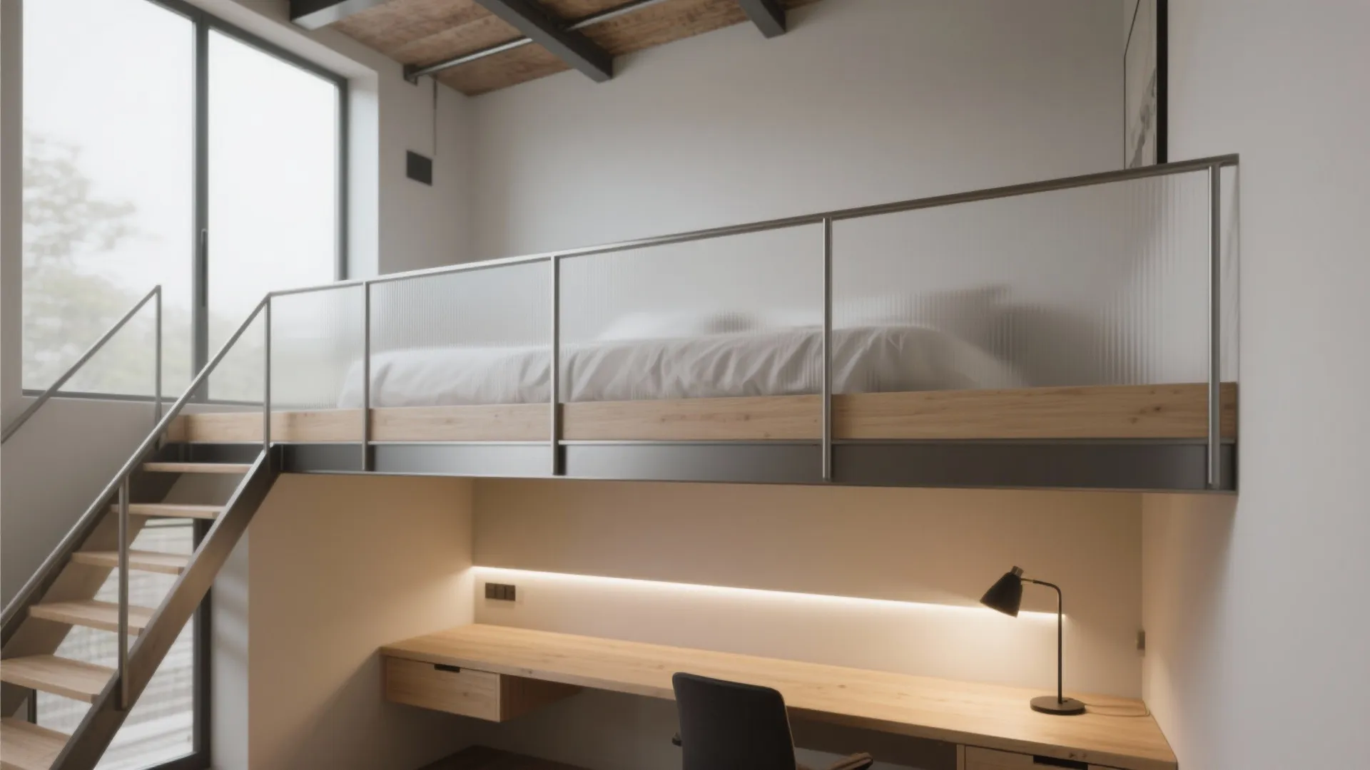 Light, glazing, and open rails for an airy feel