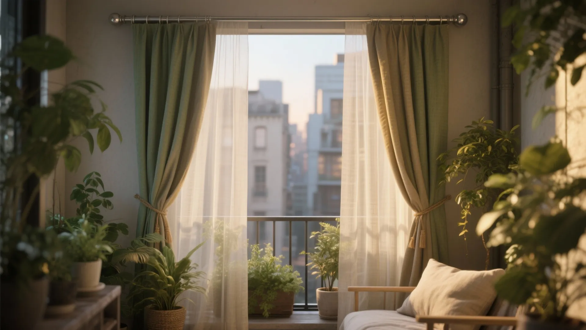 1) Airy Sheer + Linen Layering