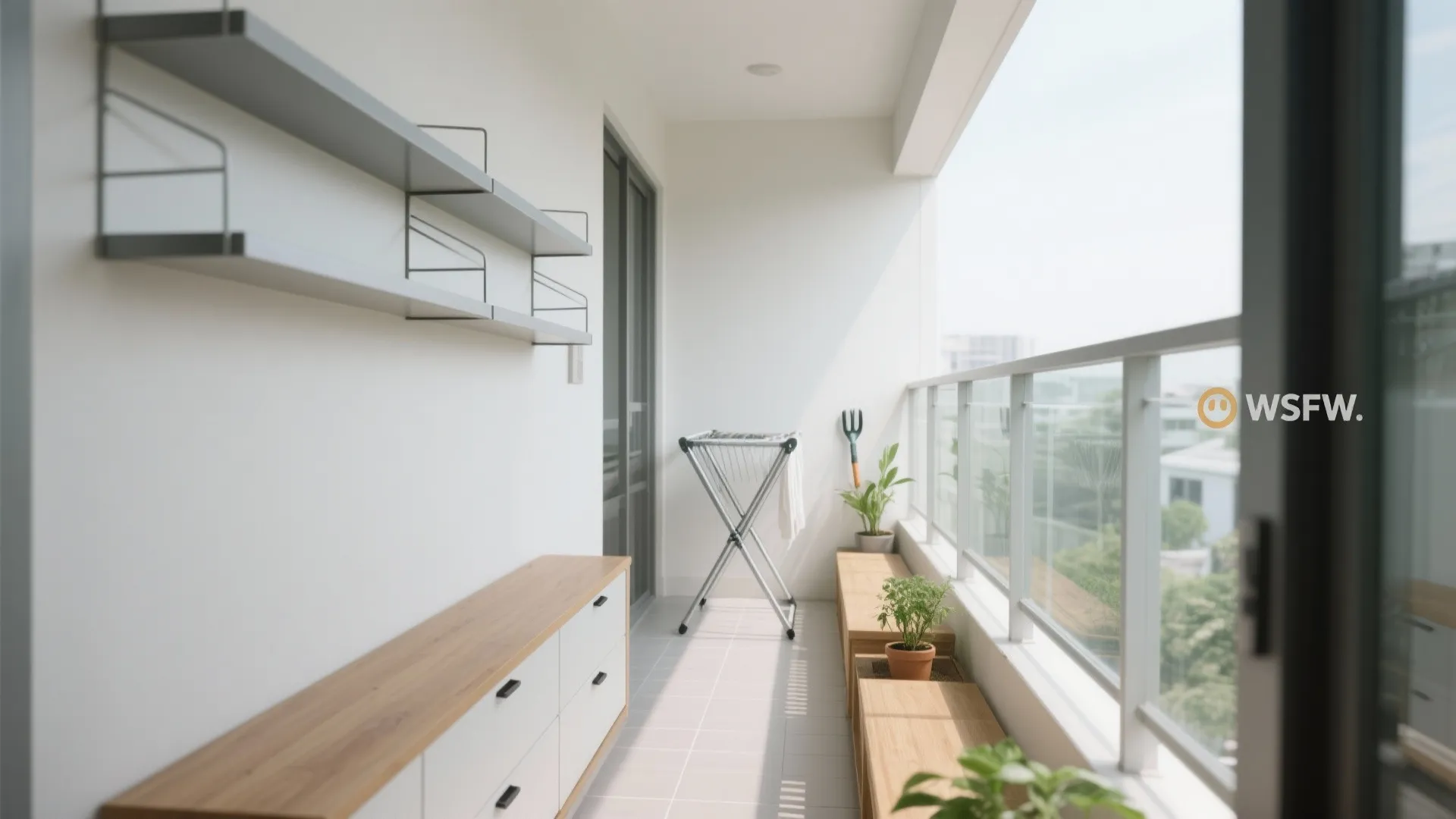 Minimalist balcony storage that still feels airy