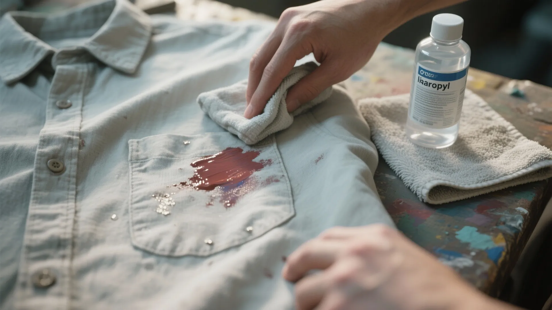 2. Rubbing alcohol for fresh acrylic splatters