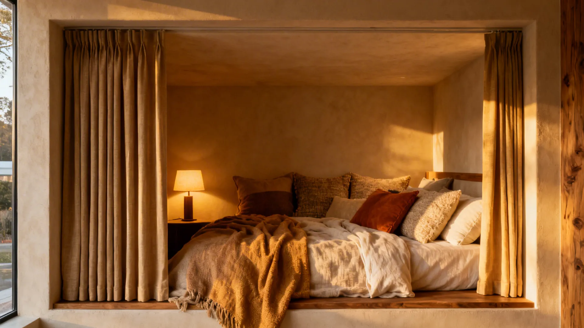 5. Alcove bed with curtains