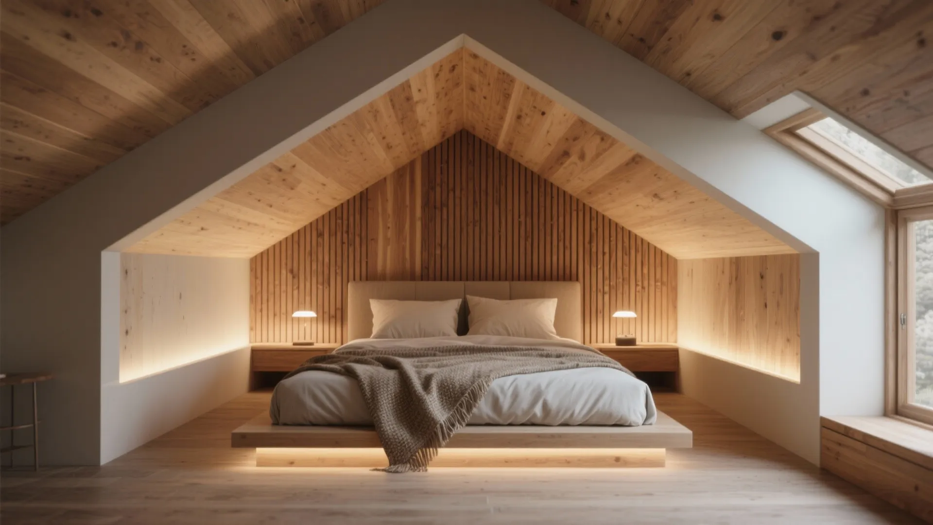 Cozy Alcove Bed with Warm Materials