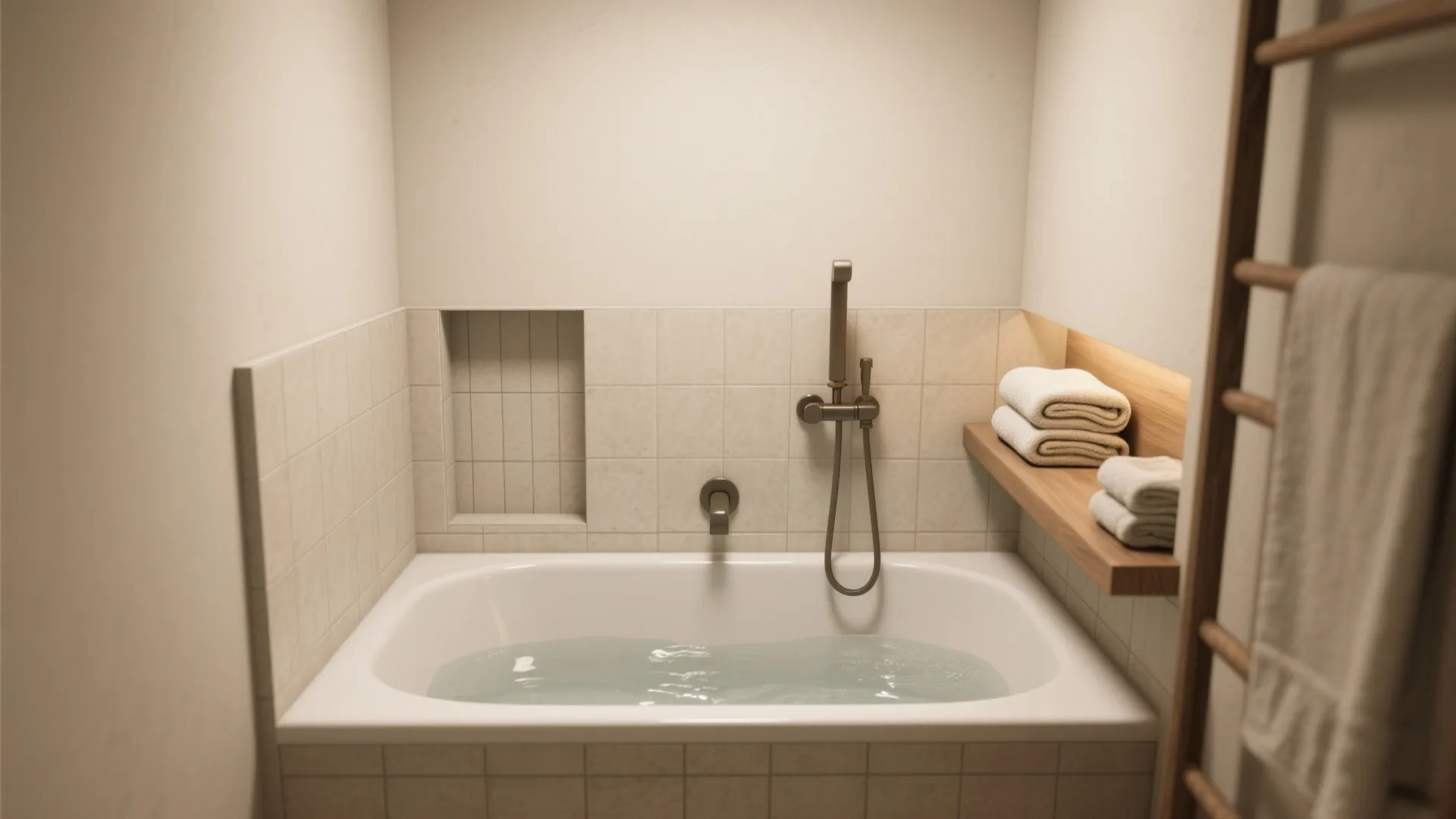 1. Alcove Deep Tub: Use recessed space to gain depth