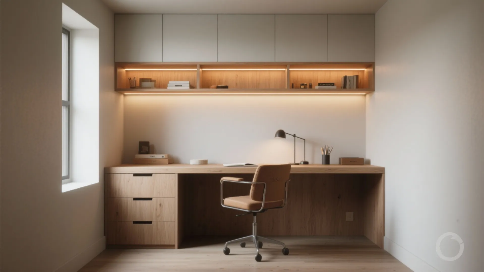 5) Integrated alcove desk with task lighting