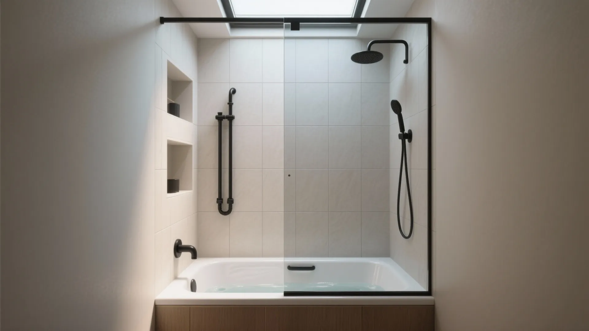 2. Alcove tub-shower combo with sliding panel
