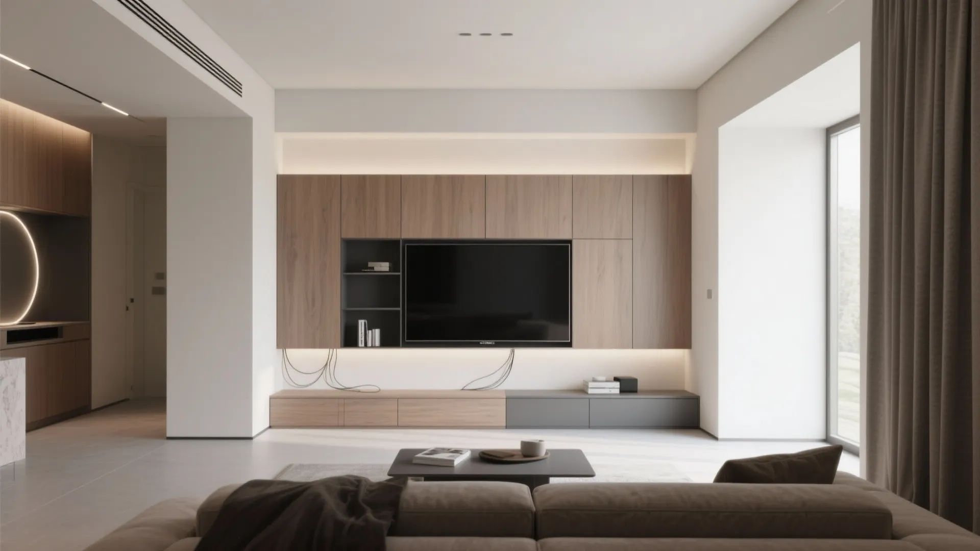 3. Media Wall with Recessed Storage