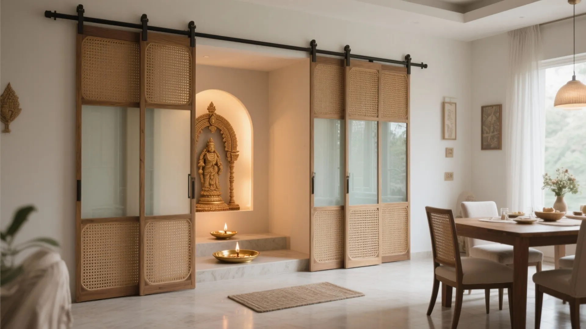 Alcove Mandir with Sliding Screens