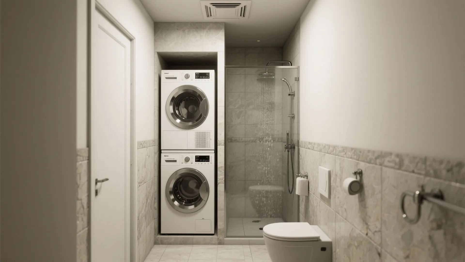 3. Alcove stack with shower beside