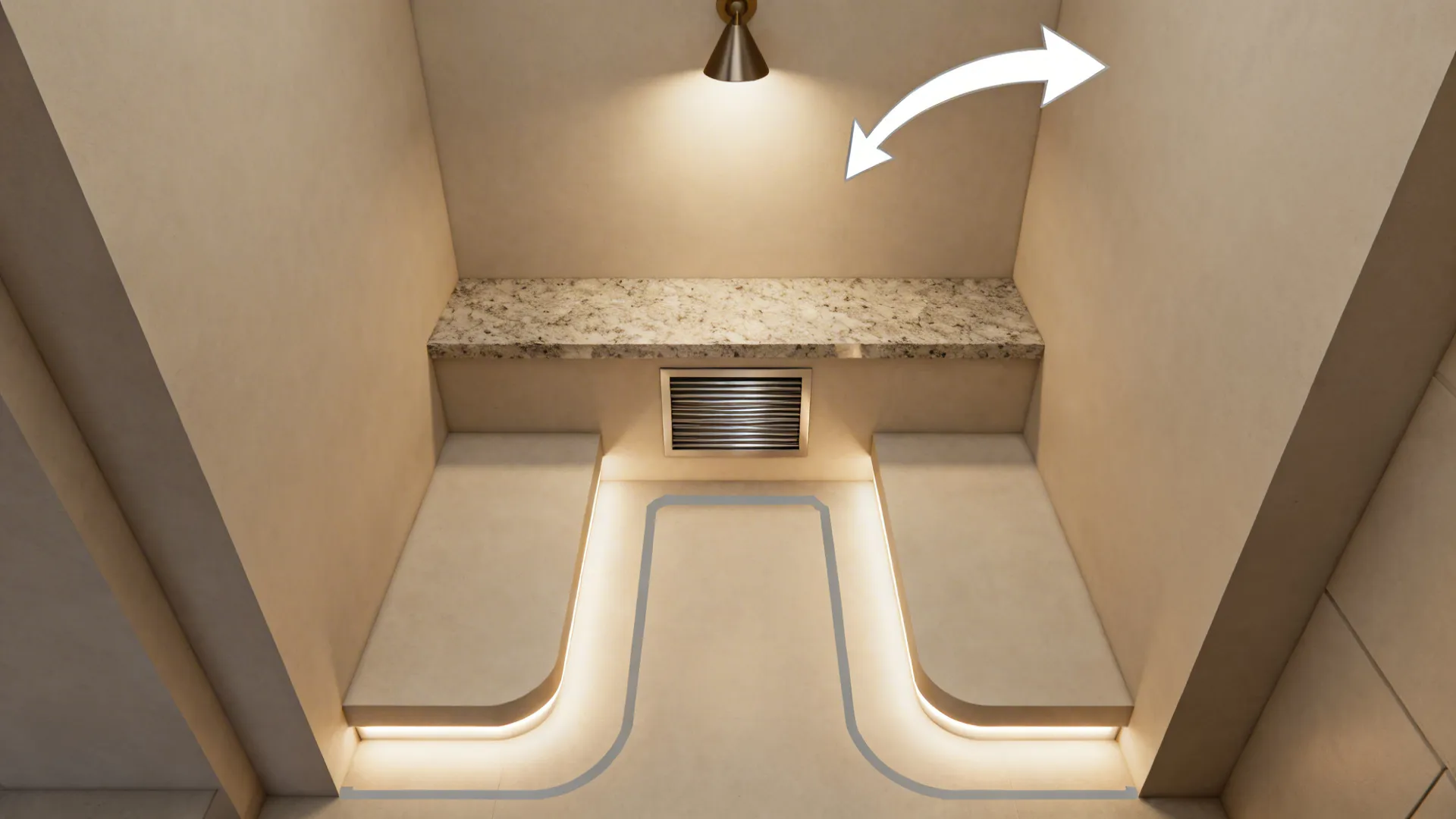 5) Northeast alcove with step-lighting and smoke control