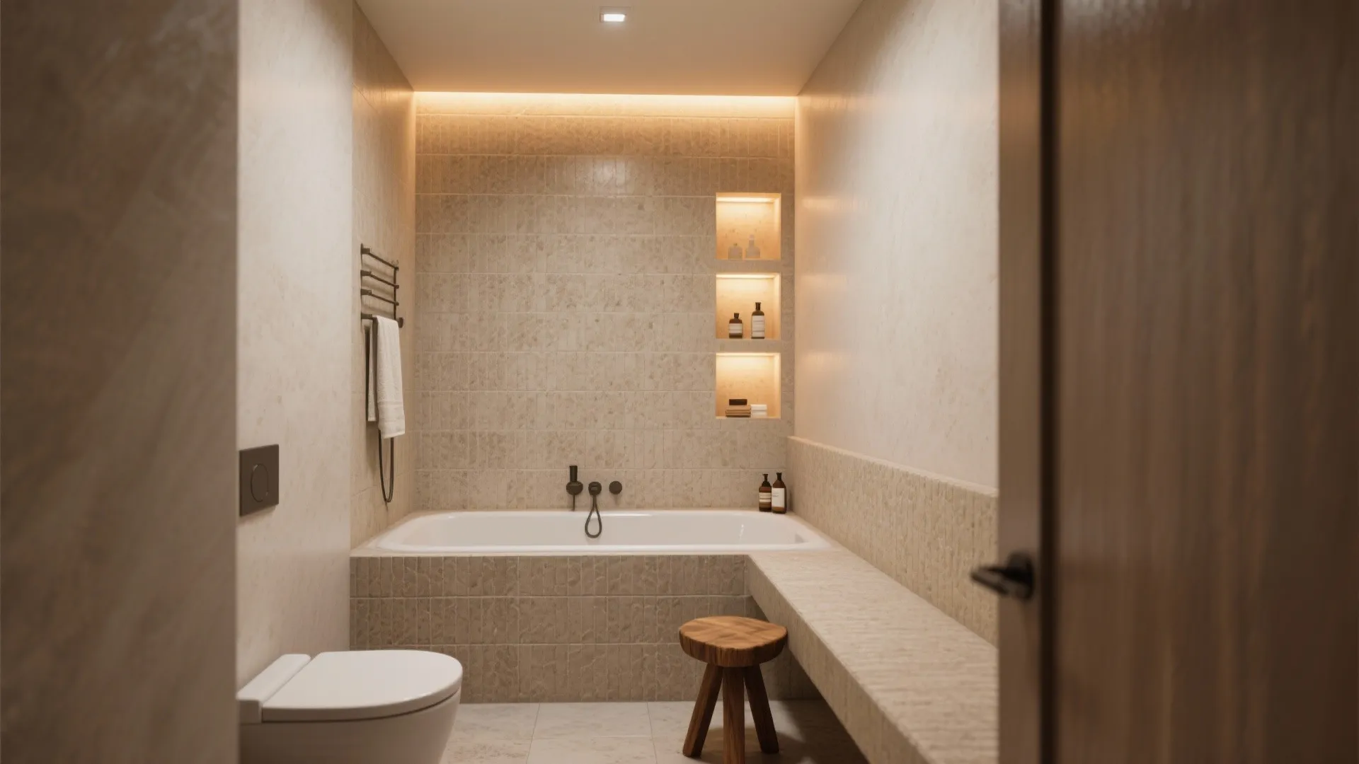 2. Alcove tub with integrated bench